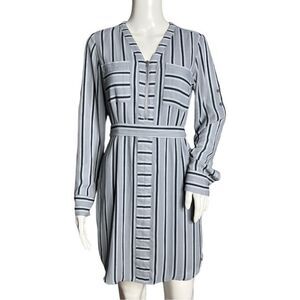Express Dress Womens XS Blue Vertical Stripe Shirt Dress‎ Office Career Casual